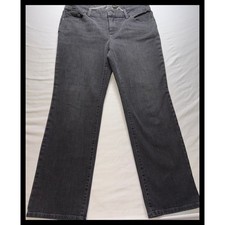 Chico's Straight Leg Jeans Women Size 1 or 8 Short Black Stretch Denim Casual