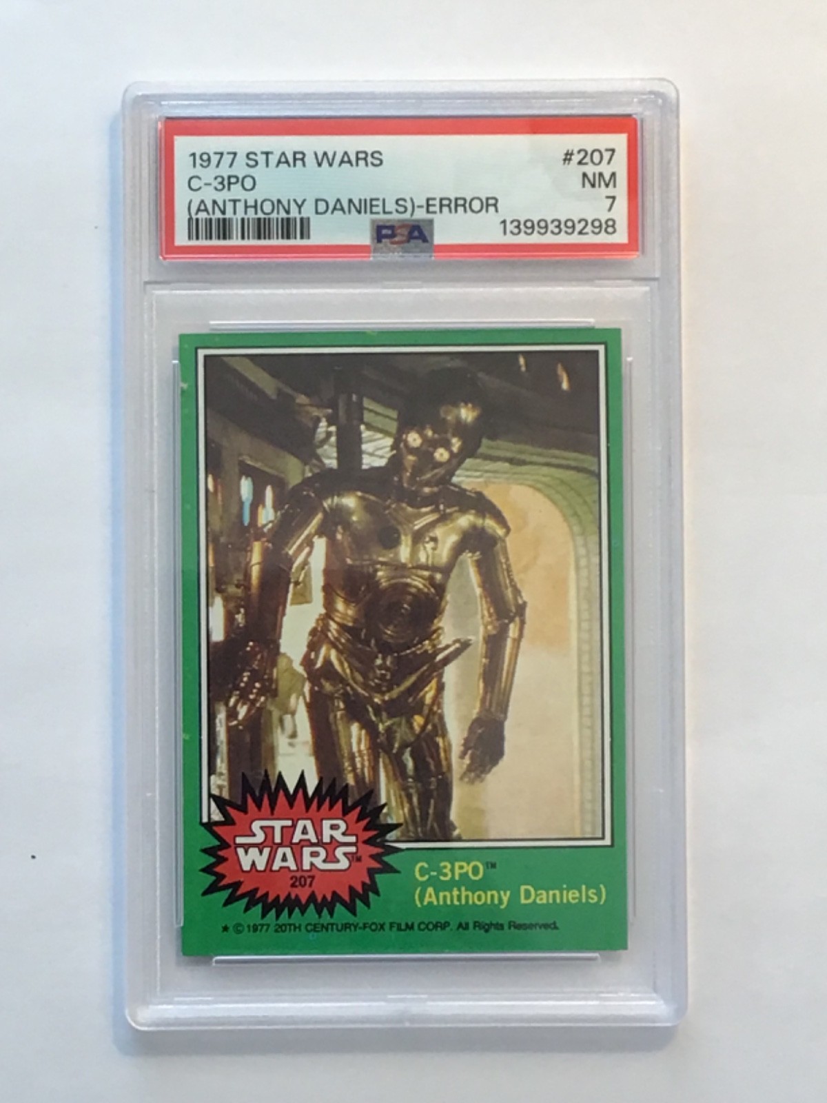 1977 Topps Star Wars C-3PO #207 error card  PSA 7