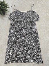 J. Crew Factory C9439 Black & White Dotted Pebble Sleeveless Ruffle Dress, 2 NWT