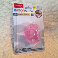 Playtex Baby Binky Pacifier, Pink Silicone Nipple, BPA-Free, Pink 0-6M, 1 Pack