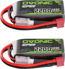 OVONIC 3S Short LiPo Battery 11.1V 2200mAh 120C with Dean-Style T Plug for RC Ca