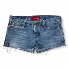 Vintage Y2K Hollister Low Rise Denim Micro Mini Shorts Women's 3 Raw Hem Grunge