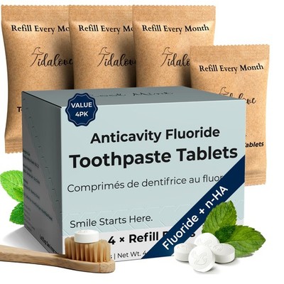 Fluoride Toothpaste with nHAp, Cool Mint Flavor, 4-Month Refill for Fresh Breath