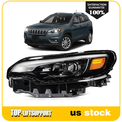 Left Driver Full LED Projector Headlights w/LED DRL For 2019-2023 Jeep Cherokee
