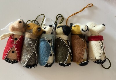 Handmade Needle Felted Dog Christmas Ornaments  Individually Or Set Of 6