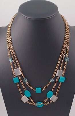 Cole Rd Silver Element Kenneth Cole Teal And Silver Element Statement Necklace Gold Tone Chain ...