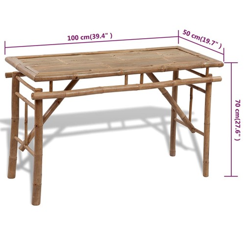 3Pcs Picnic Table with 2 Benches Set 100cm Bamboo Lawn Dining W1P9 - Picture 7 of 7