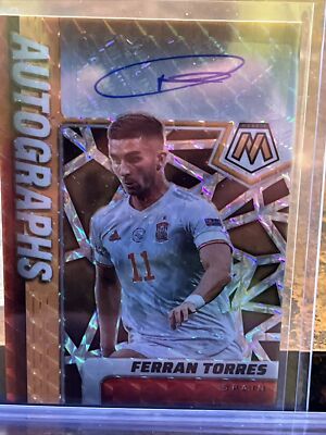 2021-22 Panini Mosaic World Cup Ferran Torres Orange Fluorescent Auto #/50