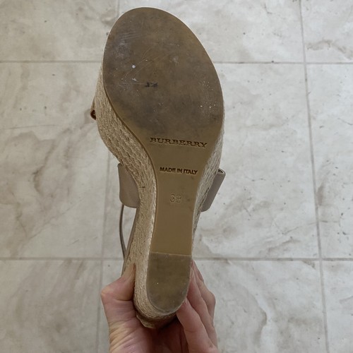 Burberry Made in Italy Satin Rosegold Leather Bow Espadrilles Sandals size 9/39 - Picture 14 of 14