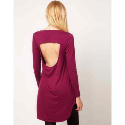 LNA Colletee Long Sleeve Cutout Dress in Maroon | eBay