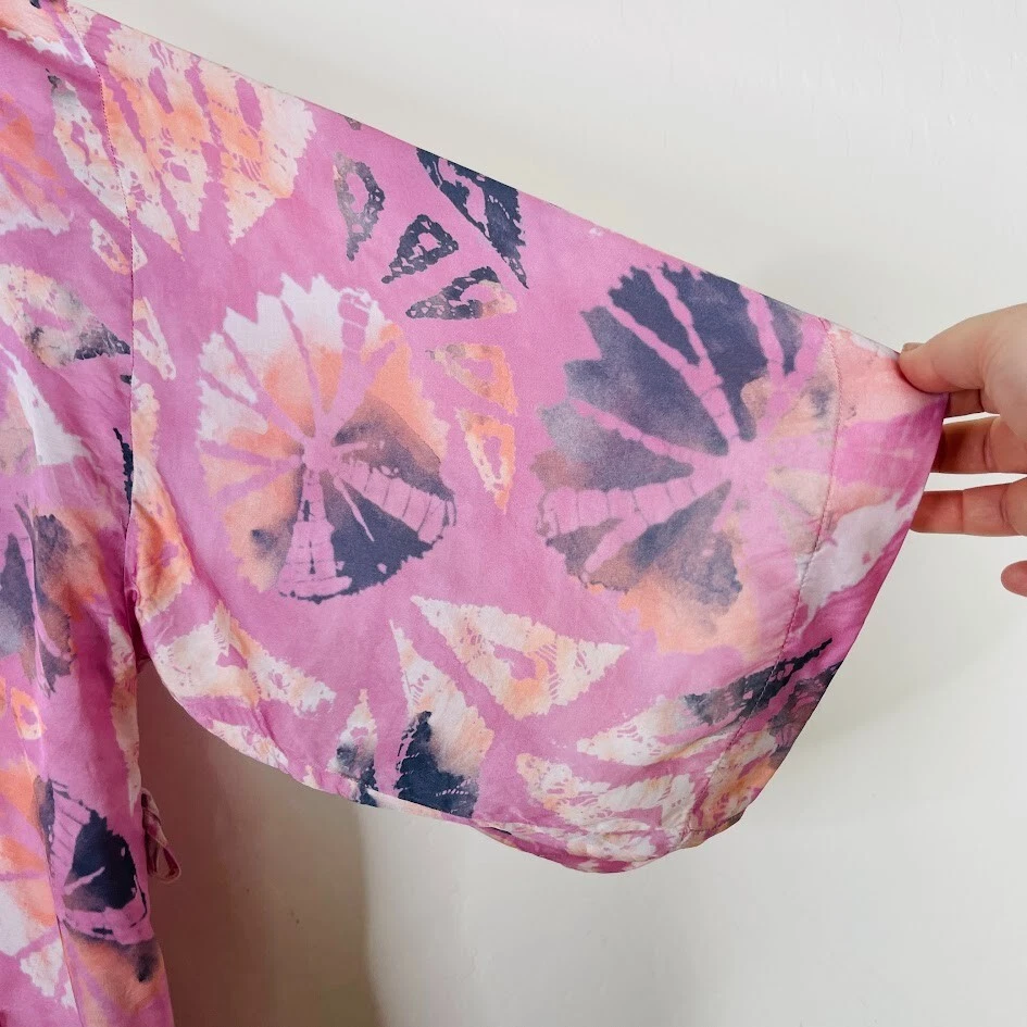 Bata Kimono SPELL Mujer Talla M/L Cinturón Manga Corta Abstracto Geométrico Boho Foto 4 de 4