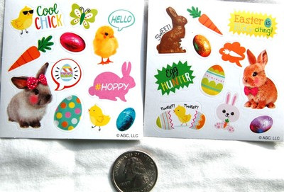 AGC Stickers Easter bunny chocolate egg cool chick carrot butterfly words