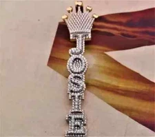 Real Moissanite 4Ct Round Cut Custom Vertical Style Pendant 14K Rose Gold Plated