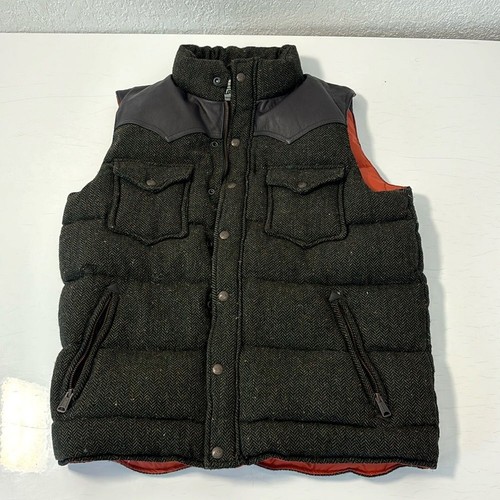 Trailwear By Penfield Cropped Yoke Puffer Vest Wool Leather Down - Large