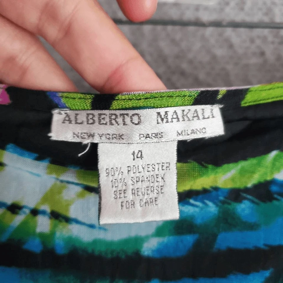 ALBERTO MAKALI Women's Side Zip Multicolor Art To Wear Maxi Skirt 14 - Image 3 of 3