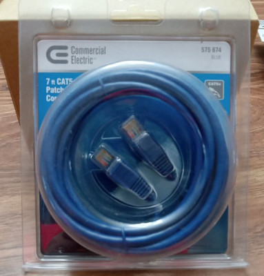 Commercial Electric 7 Ft Cat5e Patch Cord Ethernet Cable Blue New