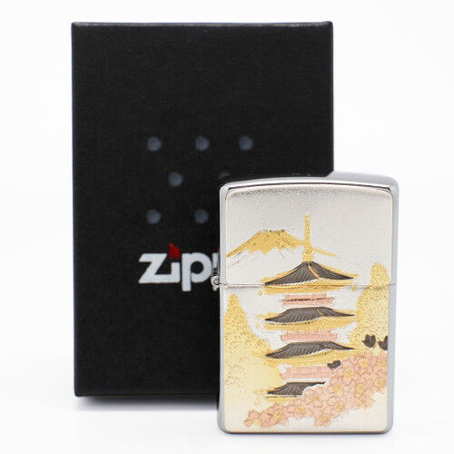Zippo Japanese Kyoto Temple Five-storied Pagoda Mt. Fuji Zippo Japanese Kyoto Temple Five-storied Pagoda Mt. Fuji