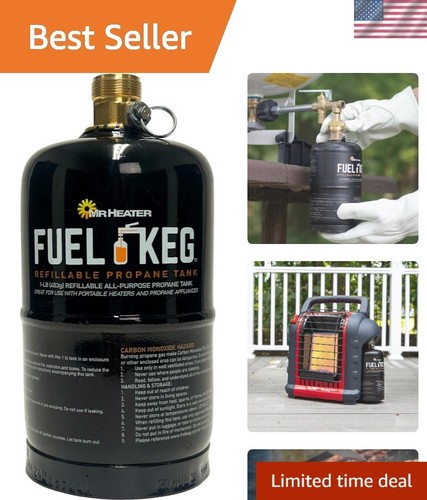 Fuel Keg 1 lb Refillable Propane Tank - DOT Certified Black Outdoor Solution