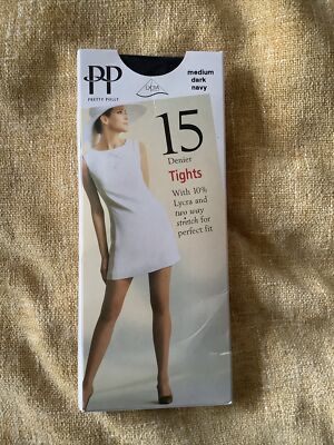 Pretty Polly Lycra Perfect Fit Pantyhose Tights Medium Dark Navy Blue 