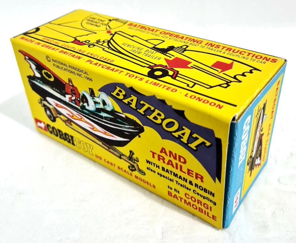 Batman 1966 CORGI Toys 107 BATBOAT & Trailer Reproduction Box on Grey Card - Image 2 of 4