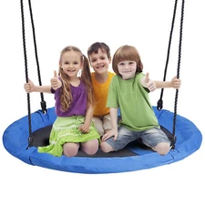 Saucer Tree Swing 48 Inch 600D Oxford Waterproof for Kids Indoor Outdoor Blue