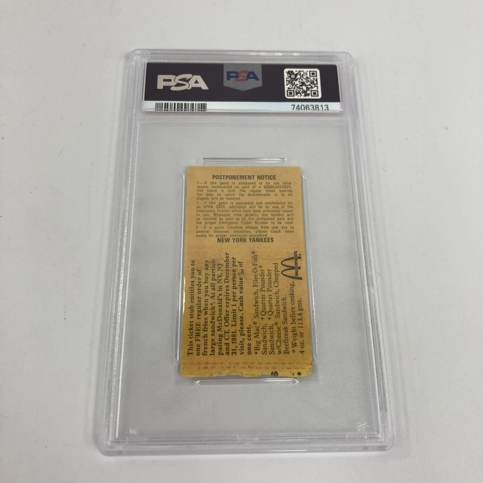 Dave Winfield Signed 1981 New York Yankees Debut Ticket 4-9-81 PSA DNA - Image 4 of 4