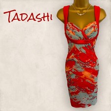 Tadashi Womens Orange Blue Layered Silk Sleeveless Occasion Dress UK 6/8 US 2