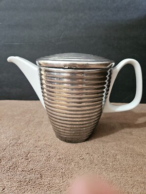 VINTAGE BAUSCHER WEIDEN PORCELAIN WMF SILVERPLADE INSULATE TEA POT COFFEE POT