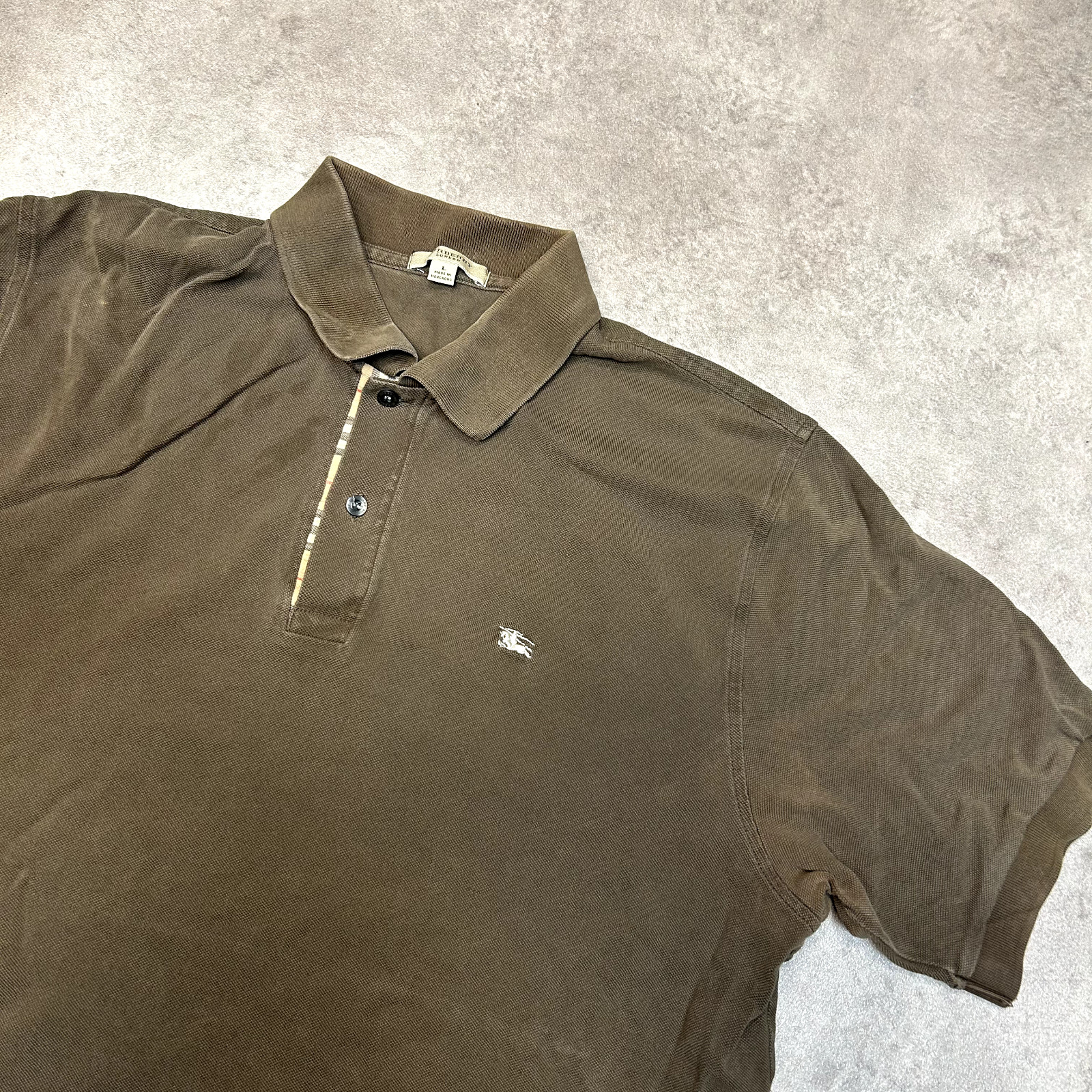 Burberry London Polo Shirt Mens Large Designer Short Sleeve Cotton Top, Olive image 2