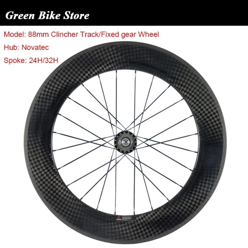 700C Single Speed Carbon Fiber Road Bike Wheels Clincher Track Fixed Gear 88mm - Image 2 of 4