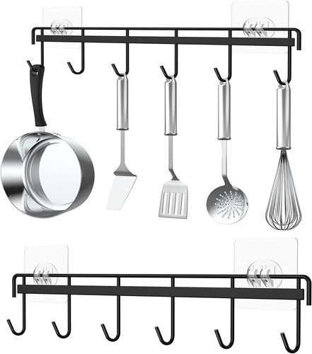 Adhesive Kitchen Hooks Utensil Hanger Holder Hanging Rack 2 Pack, Hanging Rack W - Picture 12 of 12