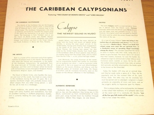 MONO CALYPSO LP - THE CARIBBEAN CALYPSONIANS - SCOTT 17 - "CALYPSO" - Picture 2 of 2