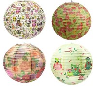 Lampenschirm Papierleuchte Eulen Blumen Japankugel Kinderlampe HängeleuchteØ40cm