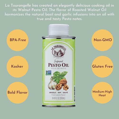 La Tourangelle Pesto Oil Drizzle onto Pasta and Salads Dipping 8.45 Fl Oz - Picture 3 of 11