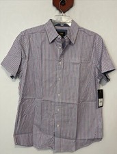 Lee Mens Large Striped Regular-Fit Button-Up Cotton Collared Shirt NWT A6543