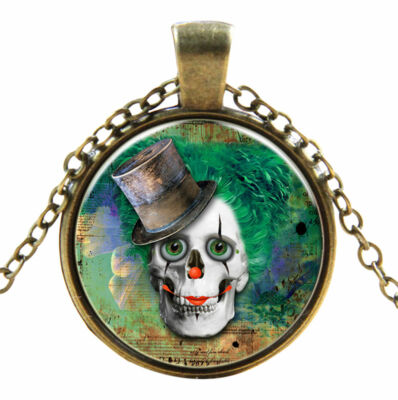 Totenkopf Zylinder Hut Gothic Steampunk Halskette Anhänger Viktorianisch Vintage Schmuck UK