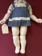 Antique German 12" Dressed Toddler Doll Body Composition Side Hip Jointed