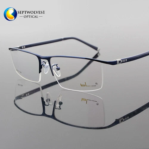 New Designer Men's Half Rimless Titanium Alloy Eyeglass Frames Optical RX Able