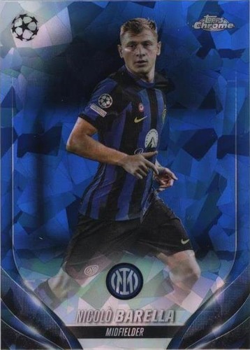 2024 TOPPS CHROME UEFA #51 NICOLO BARELLA AQUA WAVE REFRACTOR FC