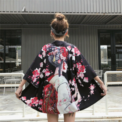 Women Ladies Japanese Kimono Tops Coat Casual Yukata Outwear