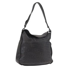 BOTTEGA VENETA INTRECCIATO Shoulder Bag Leather Black Auth bs36000