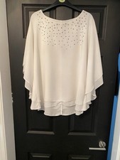 LOVELY! JULIAN MACDONALD X DEBENHAMS WHITE/IVORY ANGEL WING TOP, SIZE 12