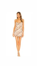 NWOT Lovers & Friends Revolve Snake Skin Slip Dress Draped Neckline Size XS $188