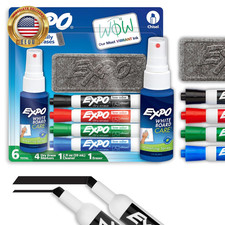 EXPO Dry Erase Markers Kit, Chisel Tip, Assorted Colors, Eraser, Spray Cleaner,