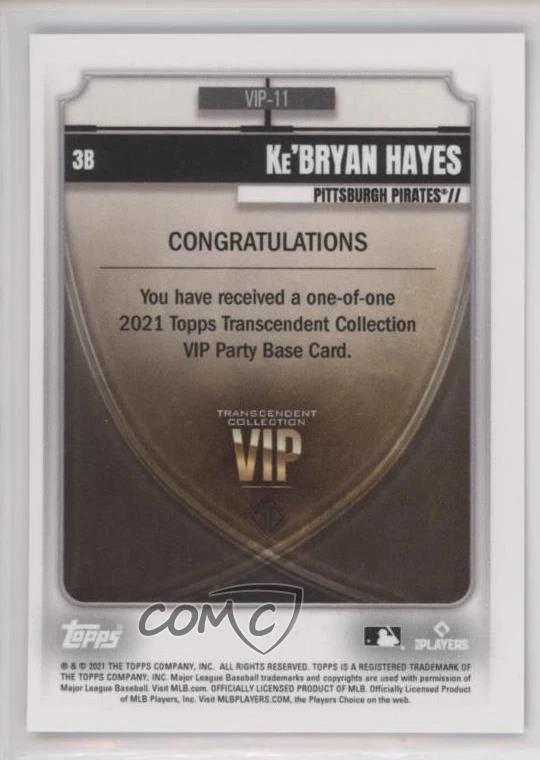 2021 Topps Transcendent Collection VIP Party 1/1 Ke'Bryan Hayes Rookie RC - Image 2 of 2
