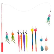 Cat Toys for Indoor Cats, 11 Packs Interactive Cat Wand Toy Set with Feather ...