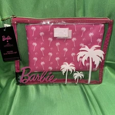 Impressions Malibu Barbie Pink Slim Pouch 2-Piece Set Cosmetic Make-Up Bags NWT