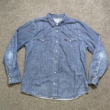 Levi's Western Pearl Snap Shirt Blue Mens XL Long Sleeve Denim Ranch 3LYLW2262