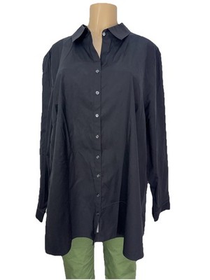 Eddie Bauer Black No Iron Button Down Tunic Shirt Womens Plus Size 3X Casual Top