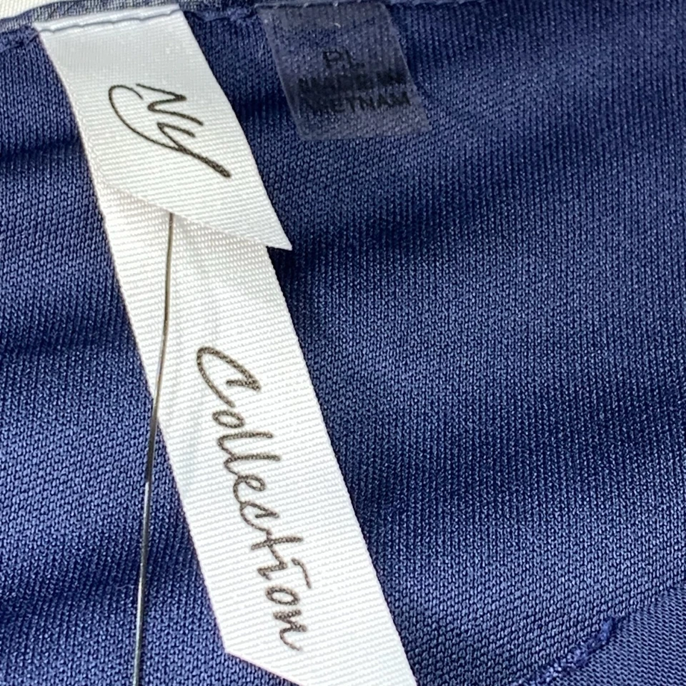 Vestido feminino NY Collection tamanho grande pequeno PL azul manga curta novo com cinto - Imagem 3 de 4